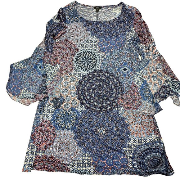 MSK Women's size 2X top MSK brand large bell sleeves very‎ colorful - Picture 1 of 6